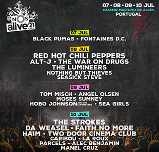 Pop-rock NOS ALIVE'21 - FORFAIT 3 JOURS VALABLE 7, 8 ET 9 JUILLET 2021 LISBON